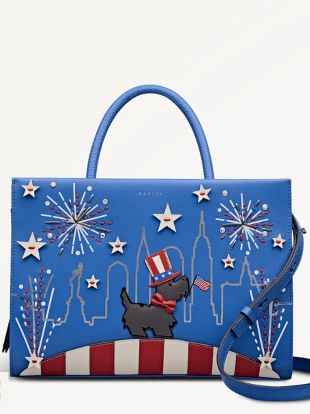 NWT-Radley London-Fireworks & Stripes 🇺🇸 Medium Zip Top Multi-Way Satchel-$448